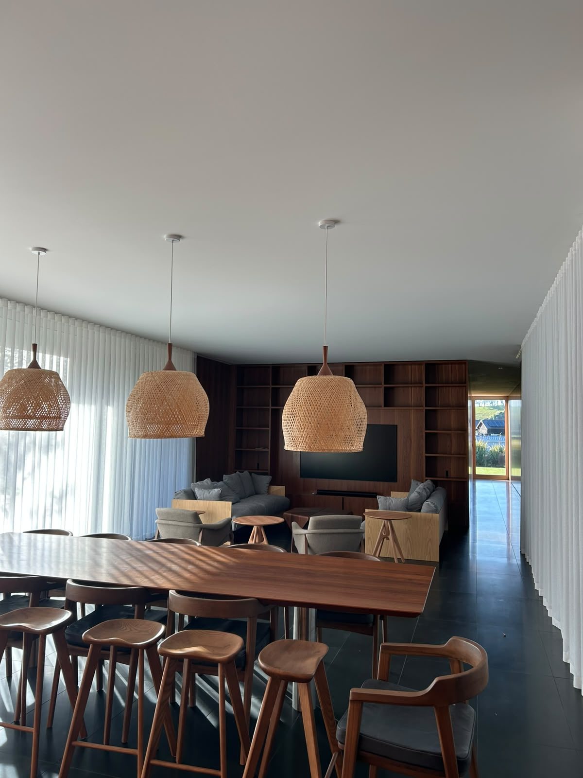 Open-plan dining and kitchen freshly painted